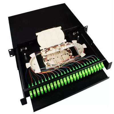 el remiendo a dos caras de la fibra del recinto del soporte de estante de la fibra óptica del SC Simplex/LC del puerto de 1U 19&quot; 24 Panel-descarga