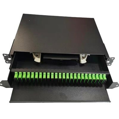 el remiendo a dos caras de la fibra del recinto del soporte de estante de la fibra óptica del SC Simplex/LC del puerto de 1U 19&quot; 24 Panel-descarga