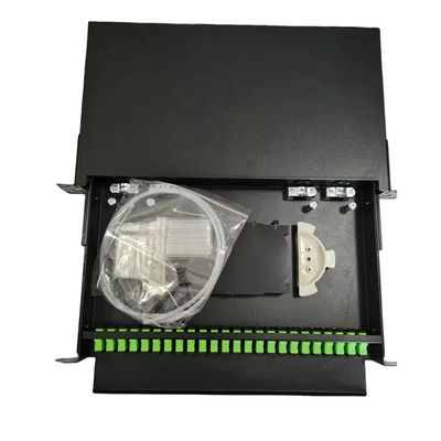 el remiendo a dos caras de la fibra del recinto del soporte de estante de la fibra óptica del SC Simplex/LC del puerto de 1U 19&quot; 24 Panel-descarga