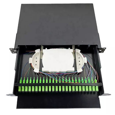 el remiendo a dos caras de la fibra del recinto del soporte de estante de la fibra óptica del SC Simplex/LC del puerto de 1U 19&quot; 24 Panel-descarga
