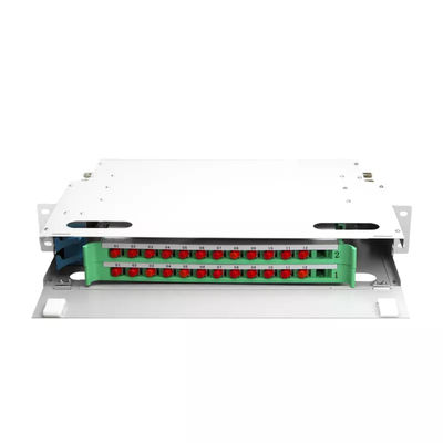 Base del panel 24 de la fibra de FTTH 1U 19 unidad del panel de remiendo del estante de la pulgada ODF