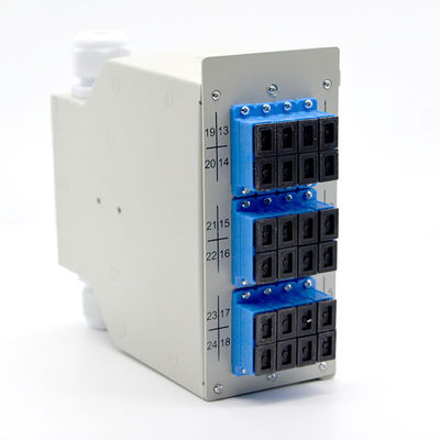 la caja de la terminación de la fibra óptica del Dinar-carril 24fibers lamina el duplex de acero del Sc de 12 puertos
