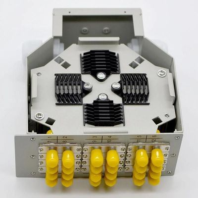 24 cajas de conexión terminal del adaptador del duplex del ST del panel de remiendo del cable de fribra óptica del carril del estruendo de la base 12
