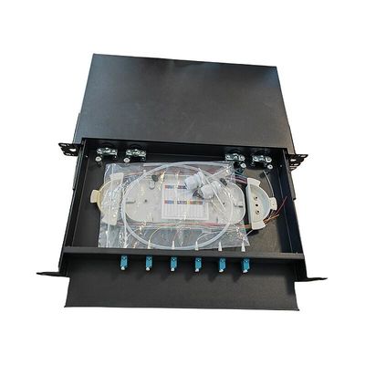 6 recinto portuario de la fibra del soporte de estante de la base 1U del SC 12 del panel de remiendo de la fibra óptica