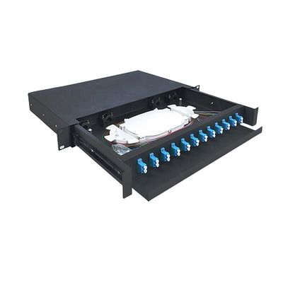 caja terminal de fibra óptica a dos caras portuaria del LC del panel de remiendo de la fibra óptica 1U 12