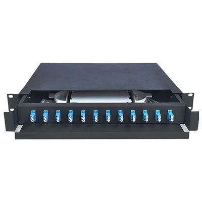 caja terminal de fibra óptica a dos caras portuaria del LC del panel de remiendo de la fibra óptica 1U 12