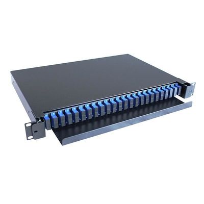 Tipo desplazamiento del cajón de la base 1U de la caja 48 del panel de la terminación de la fibra óptica