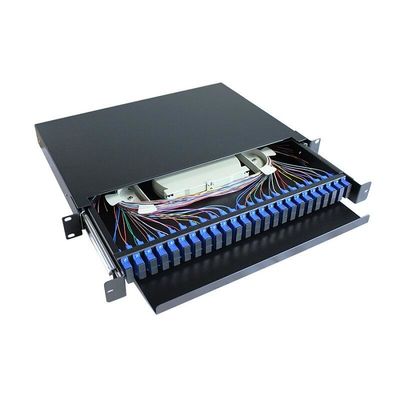 Tipo desplazamiento del cajón de la base 1U de la caja 48 del panel de la terminación de la fibra óptica