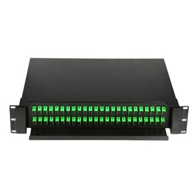 48 el panel de remiendo de desplazamiento a dos caras del simplex/LC del SC del recinto de la fibra óptica de los puertos 2U
