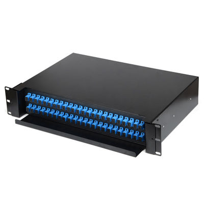 48 el panel de remiendo de desplazamiento a dos caras del simplex/LC del SC del recinto de la fibra óptica de los puertos 2U