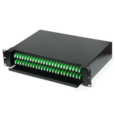 48 el panel de remiendo de desplazamiento a dos caras del simplex/LC del SC del recinto de la fibra óptica de los puertos 2U