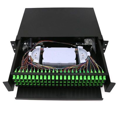 19 el panel de remiendo de fibra de la base del recinto ODF 72 del soporte de estante de la pulgada 2U que desliza el tipo