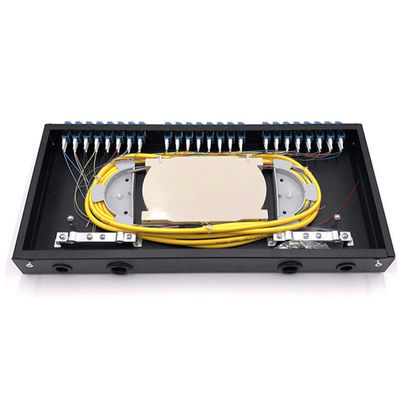 SC LC de la base de la fibra óptica 19&quot; 24 del panel de remiendo del soporte de estante 1U con las bandejas del empalme