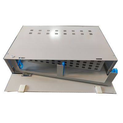 Tipo portuario de la rotación de la caja de distribución de la fibra óptica del SC del panel de remiendo del gris 48 2U