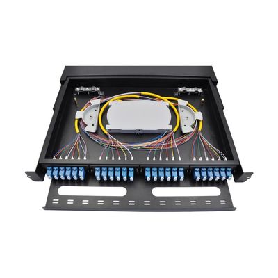 El panel de remiendo de fibra portuario del LC del recinto 24 del panel de la fibra del soporte de estante de MPO 1U