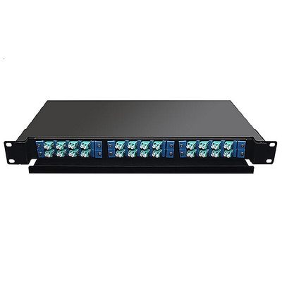 19" 24 bases interiores portuarias del soporte de estante del panel de remiendo de la fibra óptica 1U ODF 24