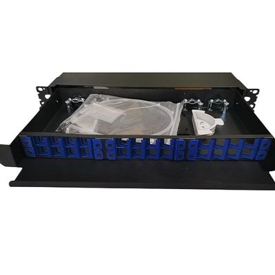 19" 24 bases interiores portuarias del soporte de estante del panel de remiendo de la fibra óptica 1U ODF 24