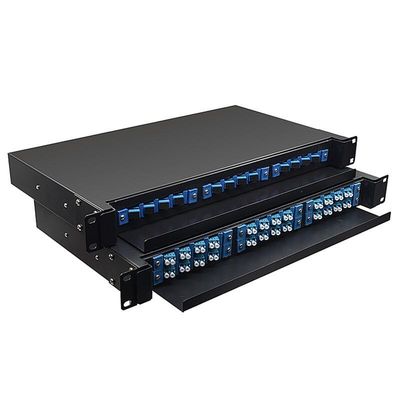 19" 24 bases interiores portuarias del soporte de estante del panel de remiendo de la fibra óptica 1U ODF 24