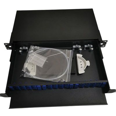 19" 24 bases interiores portuarias del soporte de estante del panel de remiendo de la fibra óptica 1U ODF 24
