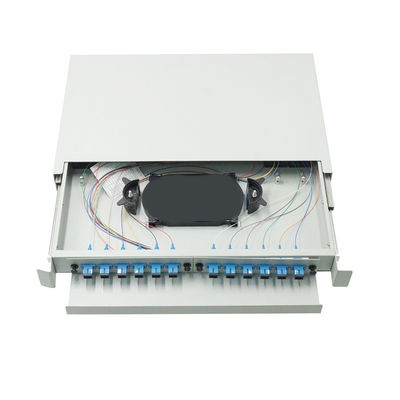 El panel de remiendo portuario del soporte de estante de la diapositiva 1U 12 blancos del panel de remiendo de la fibra óptica de ODF