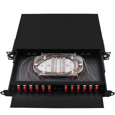 El panel de remiendo negro de la caja FC de la terminación de la fibra del soporte de estante ODF 24Core