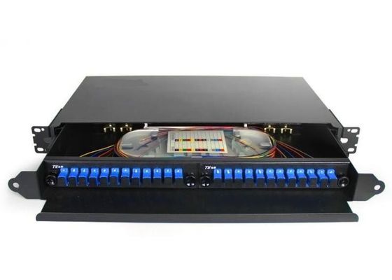El panel de remiendo negro de la caja FC de la terminación de la fibra del soporte de estante ODF 24Core