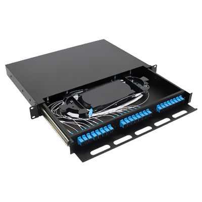 El soporte de estante del panel de remiendo de la fibra óptica de FTTH 1U 24 quita el corazón al ST del SC LC FC