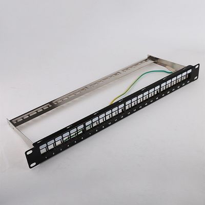 espacio en blanco portuario del panel de remiendo del soporte de estante del panel de remiendo de 1U 24 STP RJ45 Cat6