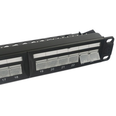 el panel de remiendo sin blindaje de la piedra angular portuaria 1U 24 RJ45 trapezoidal a prueba de polvo