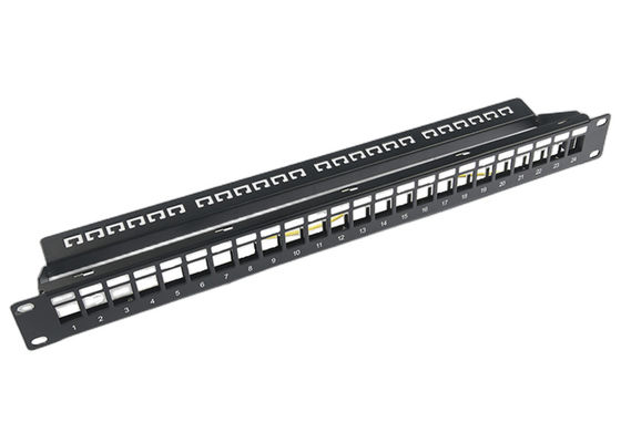 Puerto 1U C5/C5E trapezoidales C6 del panel de remiendo de la red RJ45 24 con la barra de Mangement