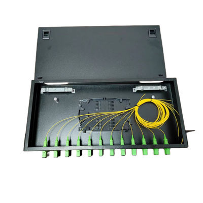 12 adaptador de fibra óptica de la coleta del SC de la caja terminal del panel de remiendo de fibra de los puertos ODF 1U