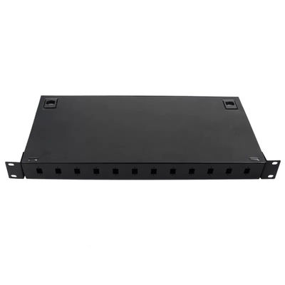Caja a dos caras de la terminación del acoplador FTTH del LC del panel de remiendo del soporte de estante del metal 12