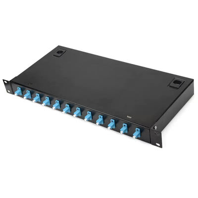 Caja a dos caras de la terminación del acoplador FTTH del LC del panel de remiendo del soporte de estante del metal 12