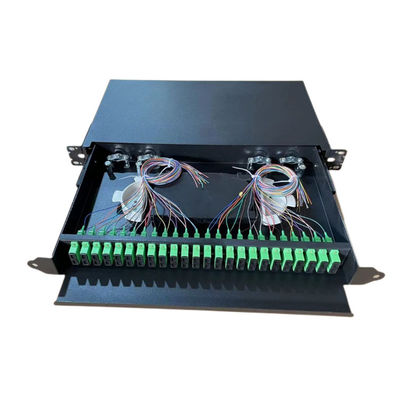 El panel de remiendo óptico de la fibra óptica de 19 de la pulgada del negro de estante cajones del soporte para el cableado de la red